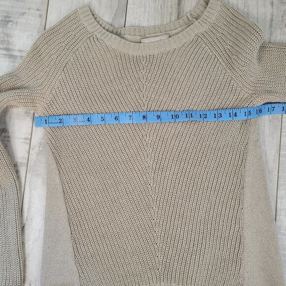 Banana Republic XS Beige Knit Sweater Metallic Thread Long Sleeve - Picture 5 of 7
